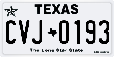 TX license plate CVJ0193
