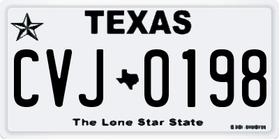 TX license plate CVJ0198