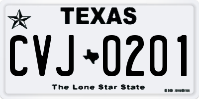 TX license plate CVJ0201