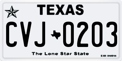 TX license plate CVJ0203