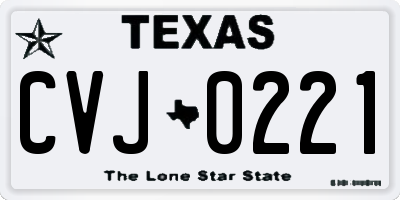 TX license plate CVJ0221