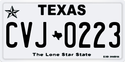 TX license plate CVJ0223