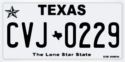 TX license plate CVJ0229