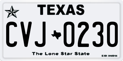 TX license plate CVJ0230