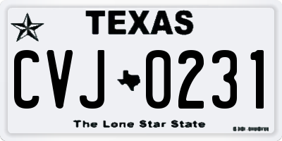 TX license plate CVJ0231