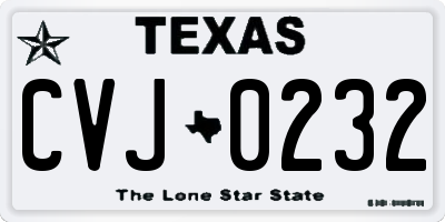 TX license plate CVJ0232