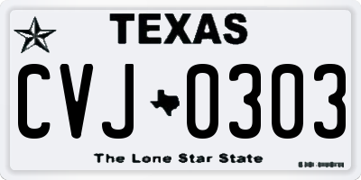 TX license plate CVJ0303