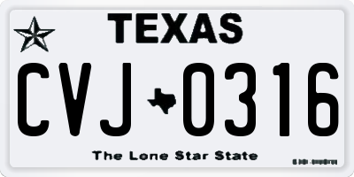 TX license plate CVJ0316