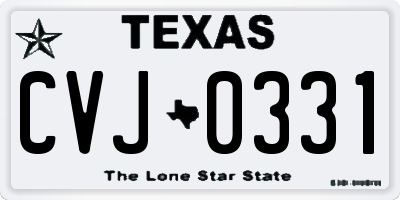 TX license plate CVJ0331