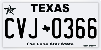 TX license plate CVJ0366