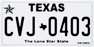 TX license plate CVJ0403