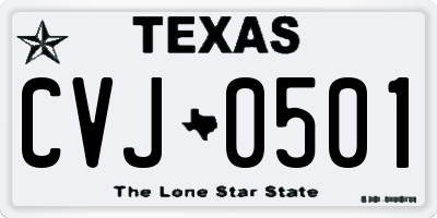 TX license plate CVJ0501