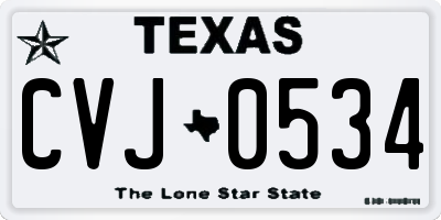 TX license plate CVJ0534