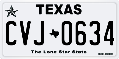 TX license plate CVJ0634