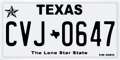 TX license plate CVJ0647