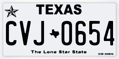 TX license plate CVJ0654