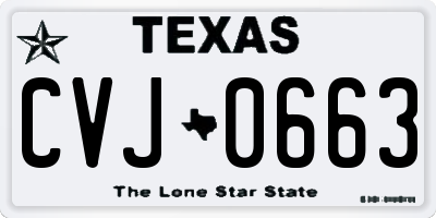 TX license plate CVJ0663