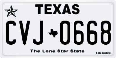 TX license plate CVJ0668