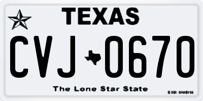 TX license plate CVJ0670