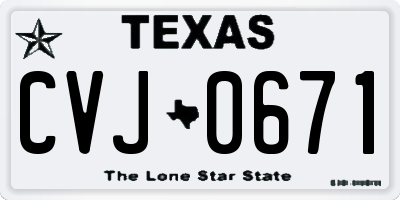 TX license plate CVJ0671