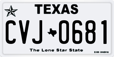 TX license plate CVJ0681