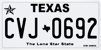 TX license plate CVJ0692