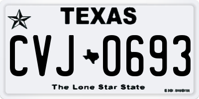 TX license plate CVJ0693