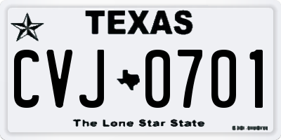 TX license plate CVJ0701