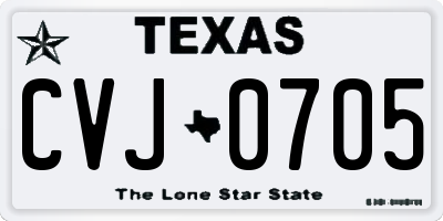 TX license plate CVJ0705