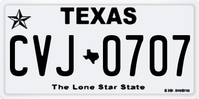 TX license plate CVJ0707