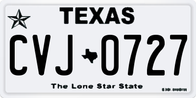 TX license plate CVJ0727