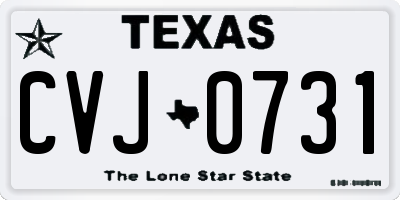 TX license plate CVJ0731