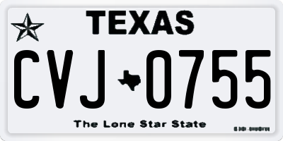 TX license plate CVJ0755