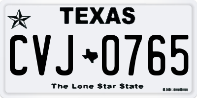 TX license plate CVJ0765