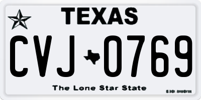 TX license plate CVJ0769