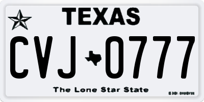 TX license plate CVJ0777