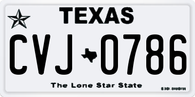 TX license plate CVJ0786