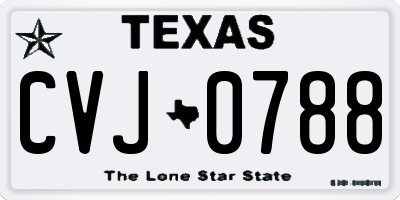 TX license plate CVJ0788
