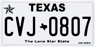 TX license plate CVJ0807