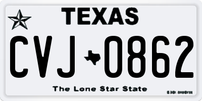 TX license plate CVJ0862