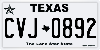 TX license plate CVJ0892