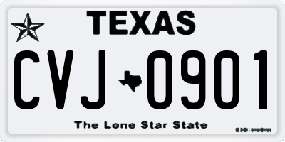 TX license plate CVJ0901