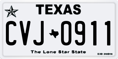 TX license plate CVJ0911