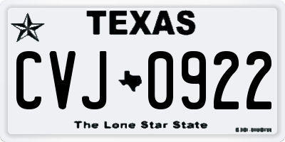 TX license plate CVJ0922