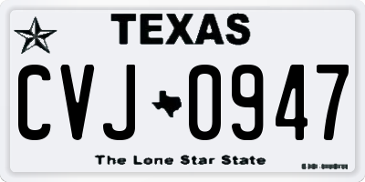 TX license plate CVJ0947