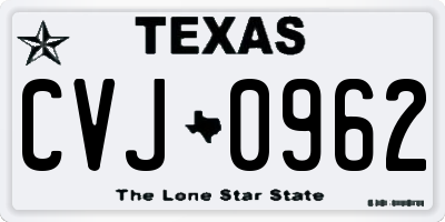 TX license plate CVJ0962