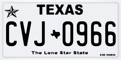 TX license plate CVJ0966