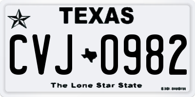 TX license plate CVJ0982