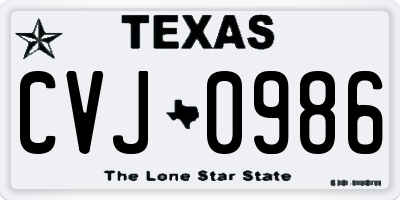 TX license plate CVJ0986