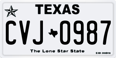 TX license plate CVJ0987